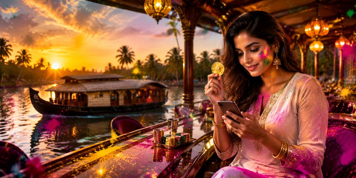 Modern Indian player enjoying online betting on mobile in Kerala setting