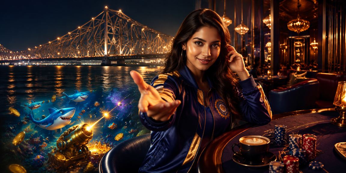 Live cricket betting scene with illuminated Howrah Bridge background in Kolkata